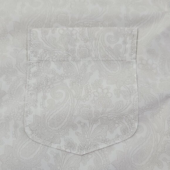 Tasso Elba Men's Large Slim Fit Shirt White on White Paisley AOP EUC LN Button - Picture 4 of 14